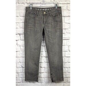 Women’s Earnest Sewn Harlan Medium Gray Grey Jeans Slim Fit Ankle Low Rise Sz 29